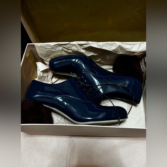 Pre Owned! Miu Miu Womens Calzature Donna Leather Heels With Fur On Heel 37.5 - Picture 2 of 9